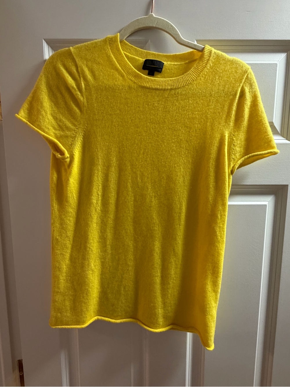 J. Crew Italian Cashmere Sunny Yellow Short Sleeve Crewneck Top